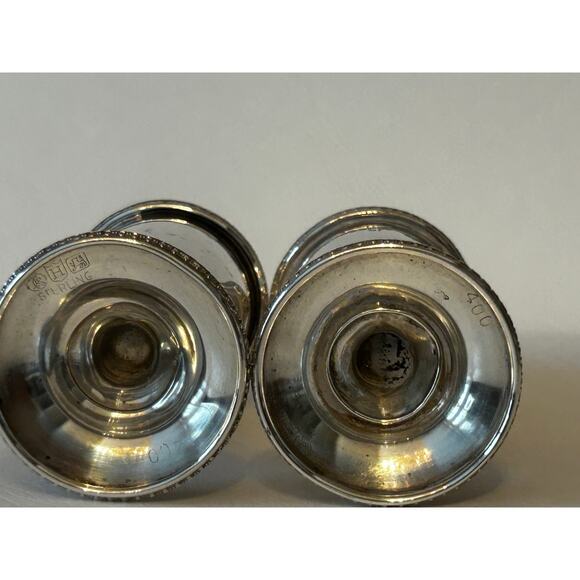 Antique Hunt 1930s 1940s braided Tall Sterling Silver Salt and Pepper Shakers - Picture 11 of 14